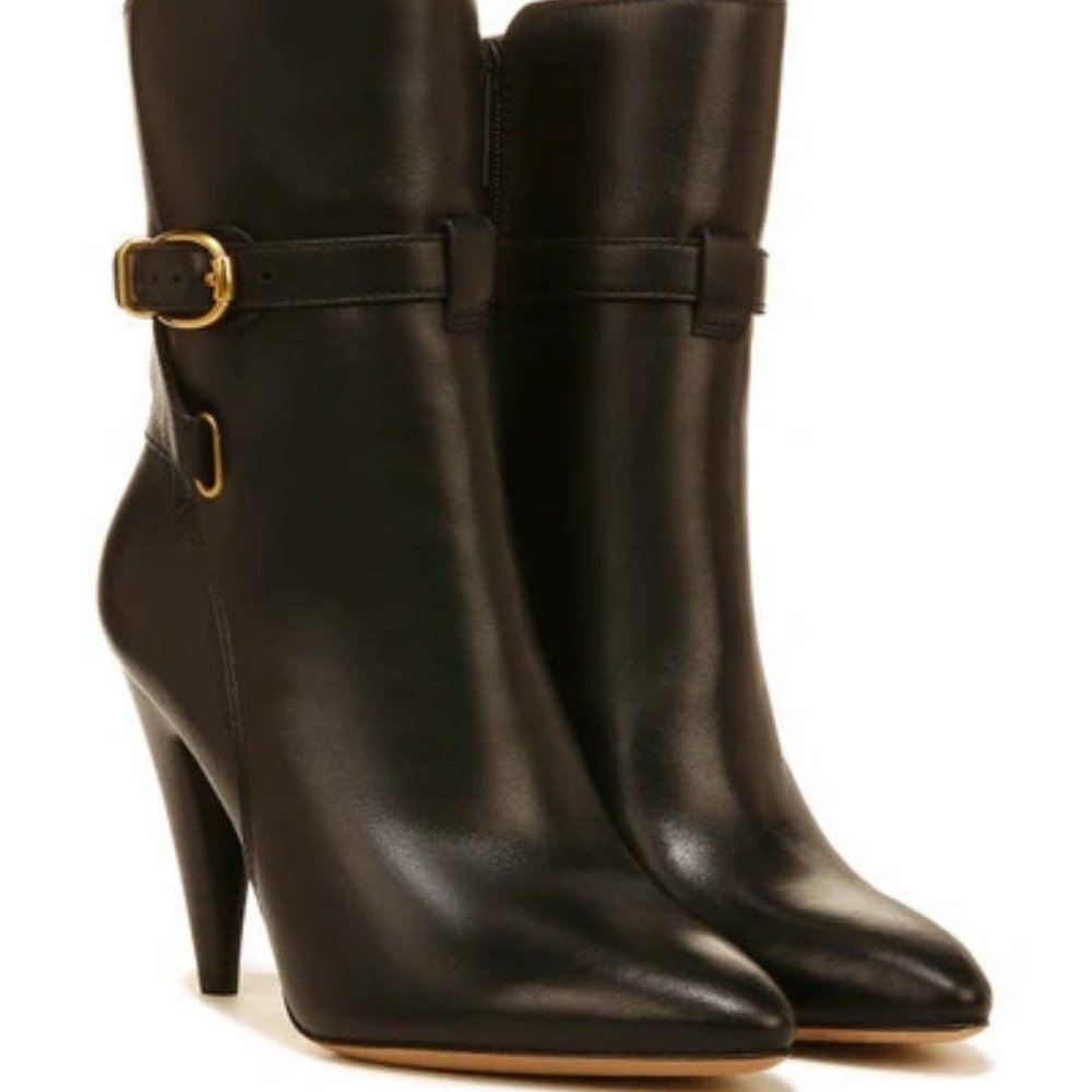 New$550 VERONICA BEARD Sohelia Buckled Strap Leather High-heel Ankle Boots 6.5 - Picture 2 of 11